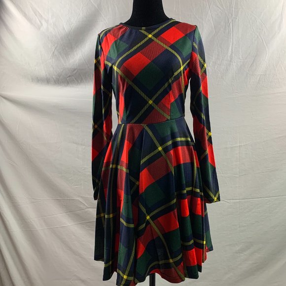 Plaid A-line Flared Mini Dress - Picture 6 of 9